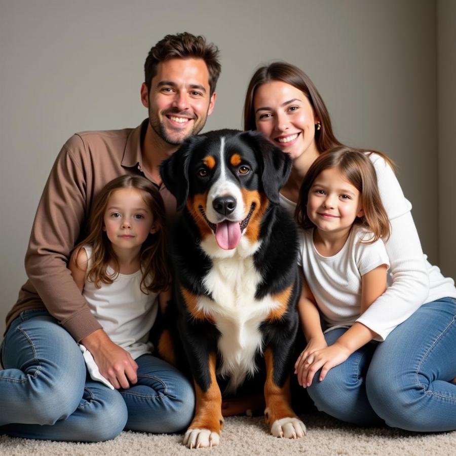 Bernese Mountain Dog with Family