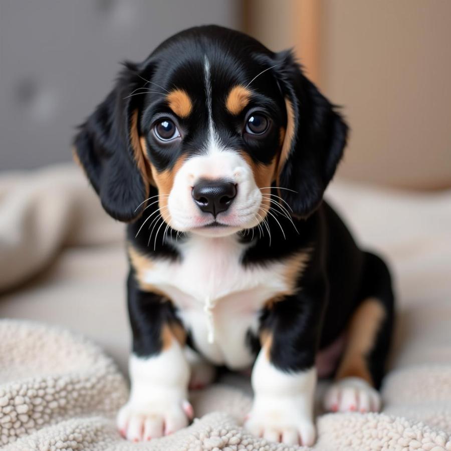 Black and White Beagle Puppy