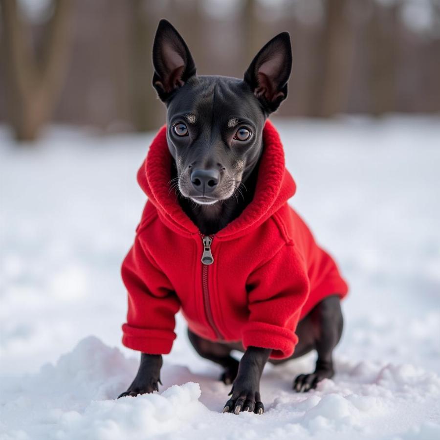 Black Hairless Dog Wearing a Sweater