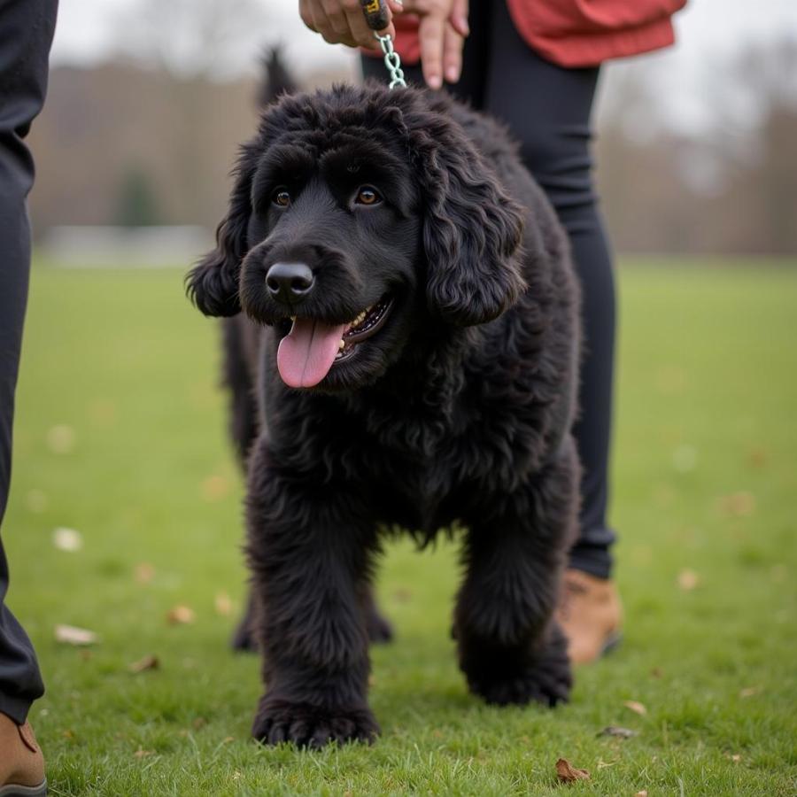 Black Russian Terrier undergoing training