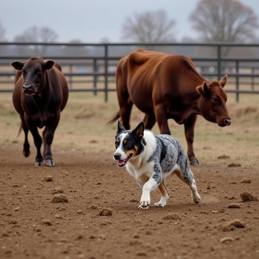 Blue Heeler Herding Cattle