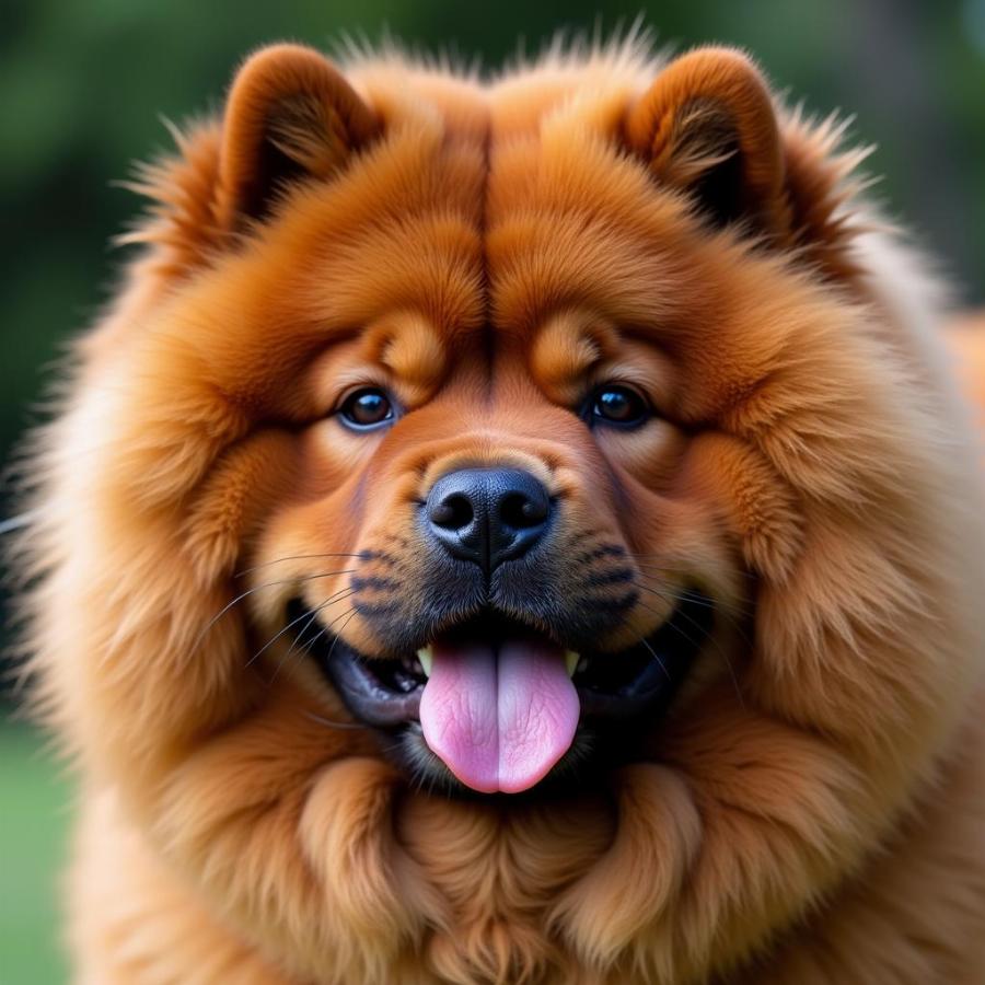 Brown Fluffy Chow Chow Dog Portrait