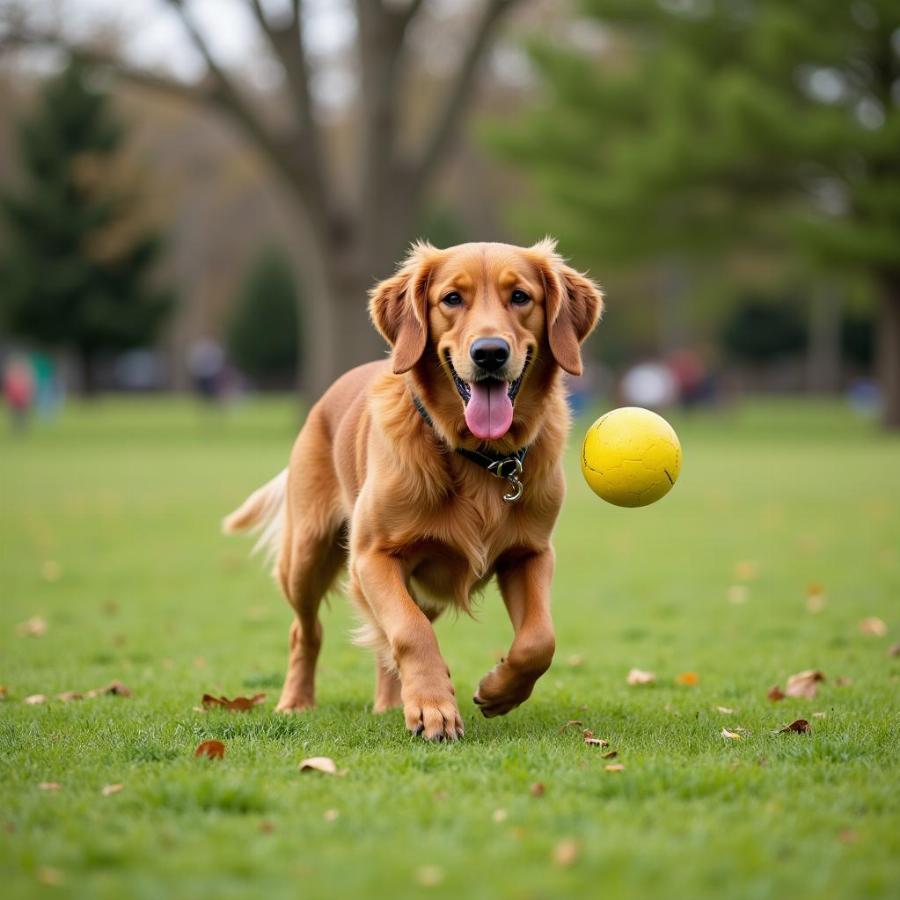 Brown Golden Retriever Playing Fetch