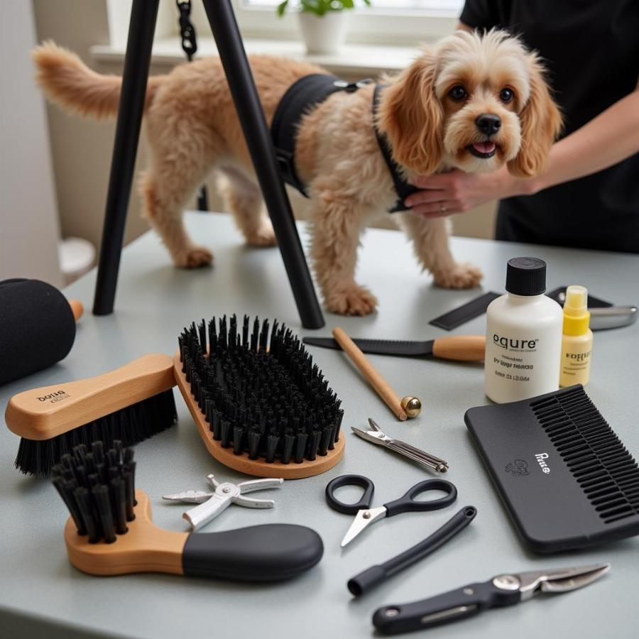 Dog grooming kit for a dog show