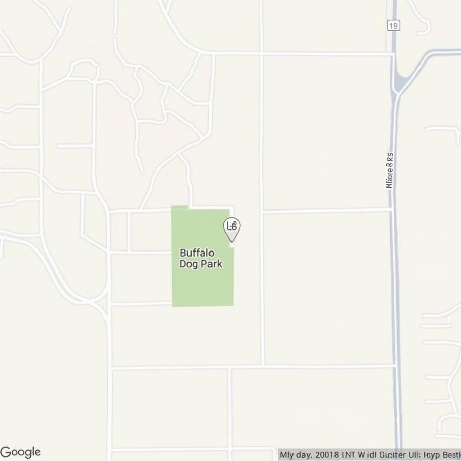 Map showing the location of Buffalo Dog Park