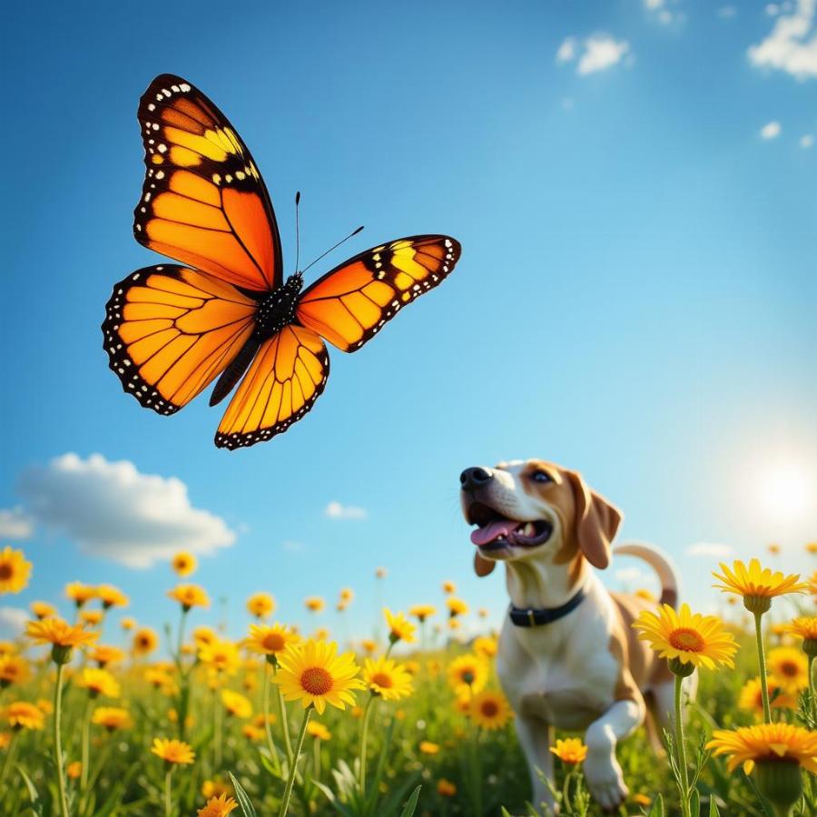 Colorful butterfly in flight representing freedom