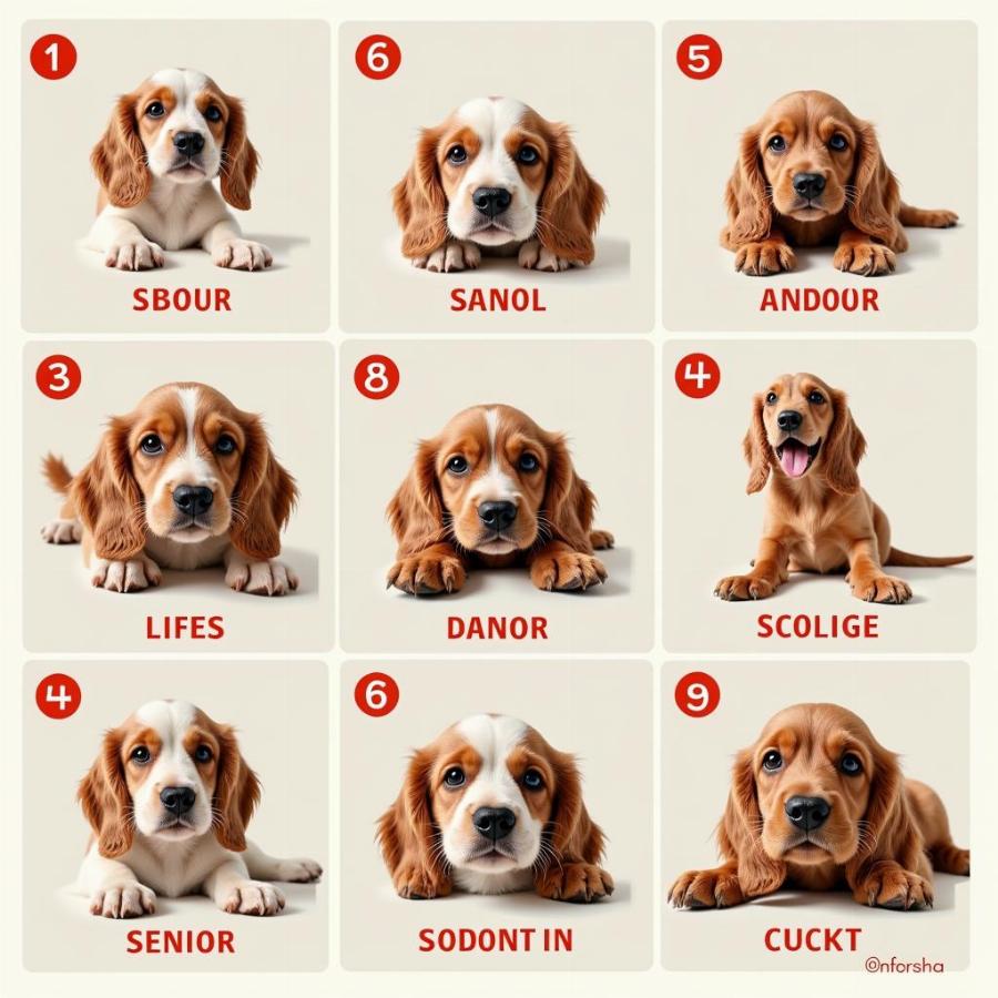 Different life stages of a Cocker Spaniel