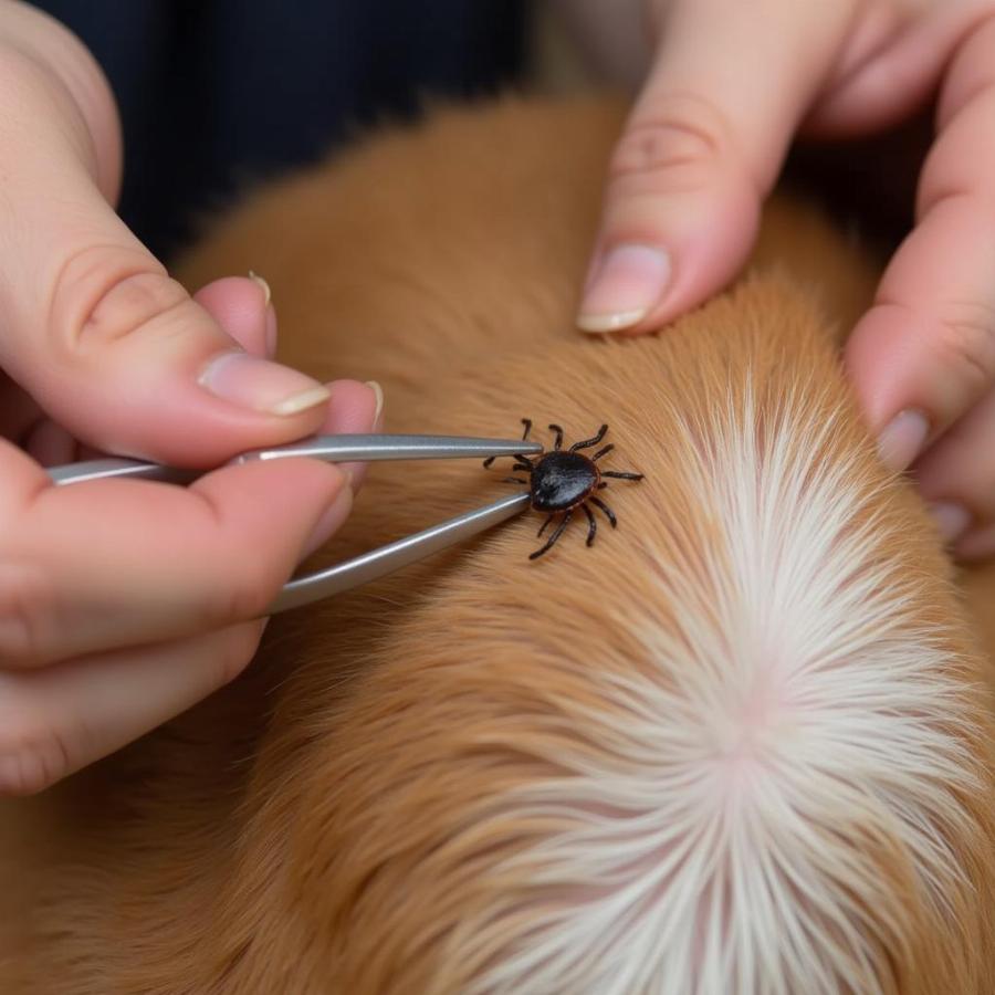 Removing a Tick from a Dog