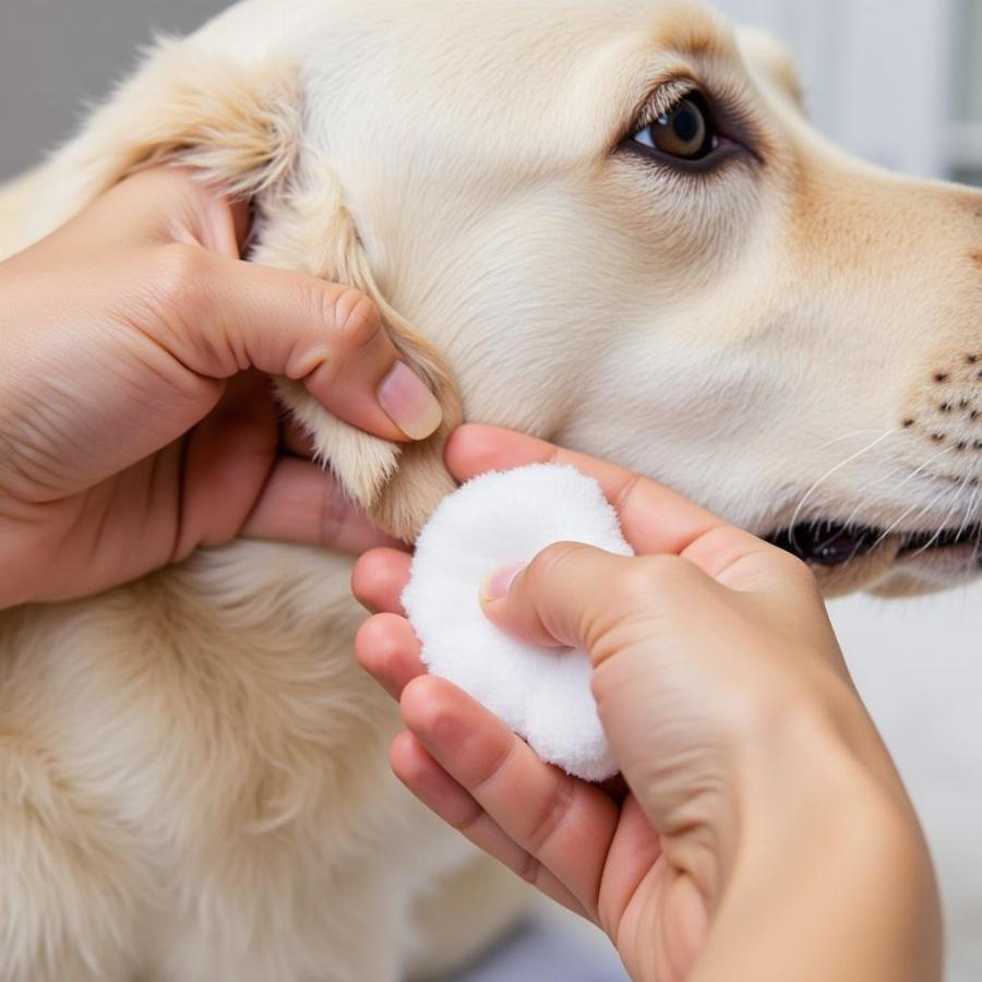 Cleaning a dog's ear