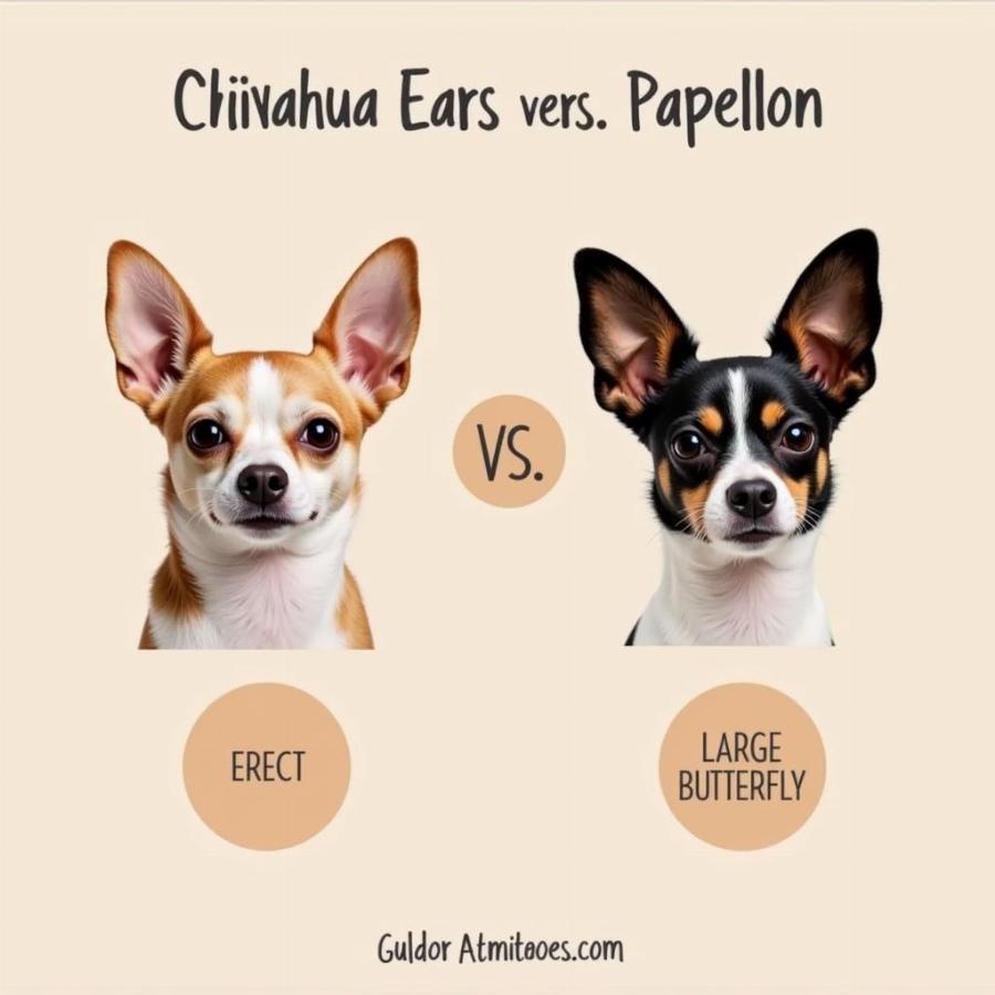 Chihuahua and Papillon Ear Comparison