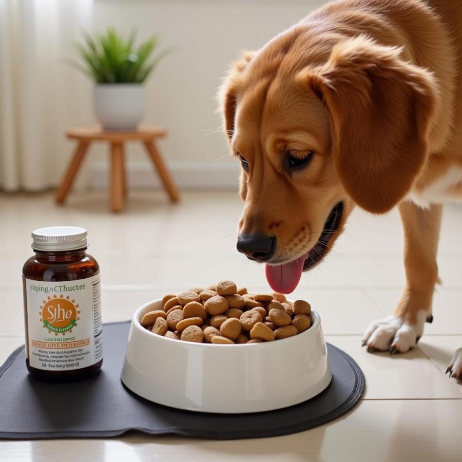 Dog eating food for joint health