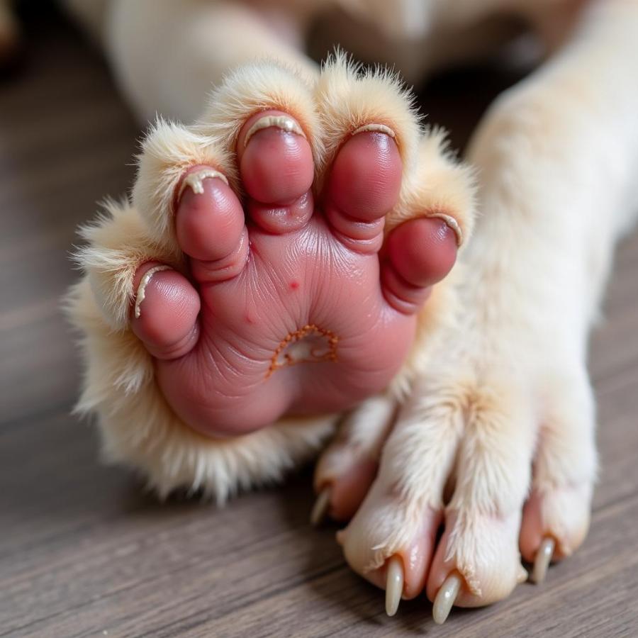 Dog with Allergic Paw Redness