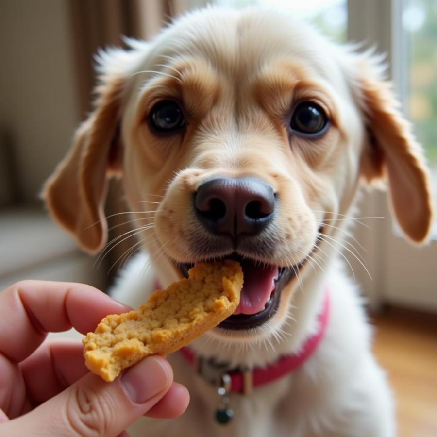 Dog Eating Healthy Treat