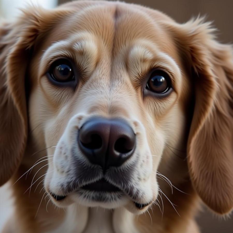 Loyal Dog Looking at Owner