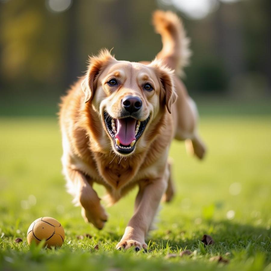 Dog Playing with a Ball