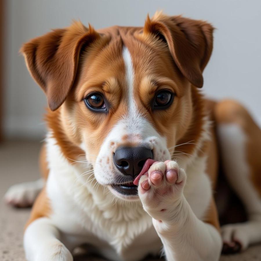 Dog excessively licking its paw