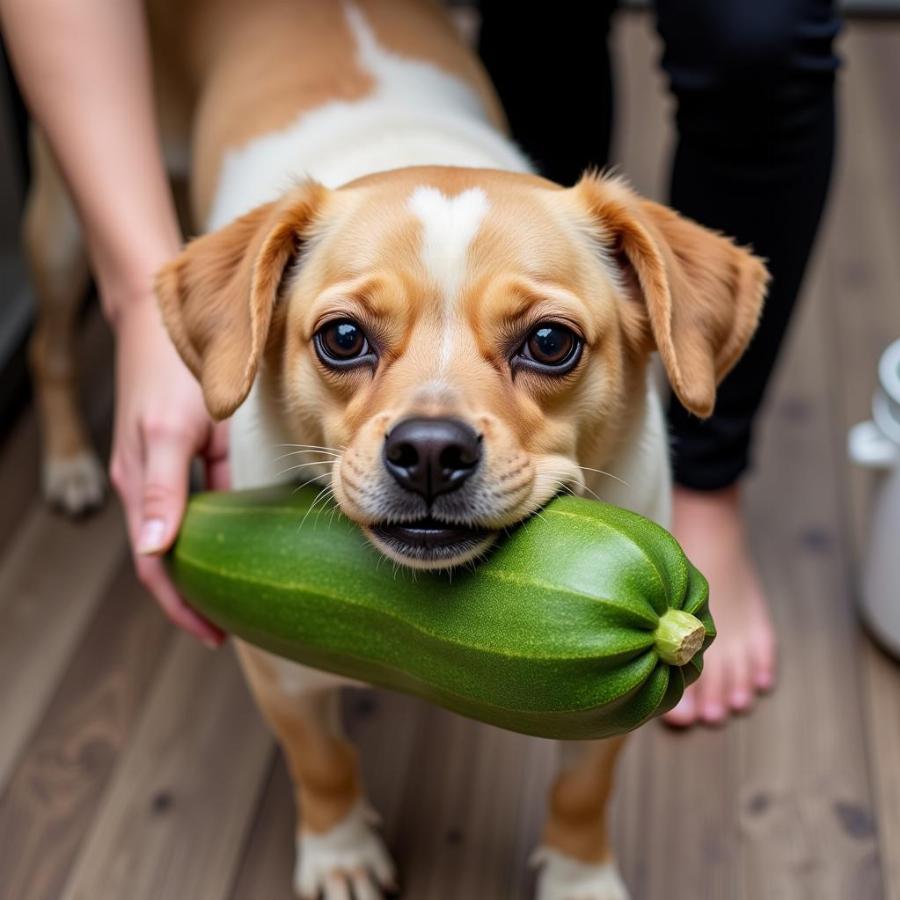 Dog choking on zucchini