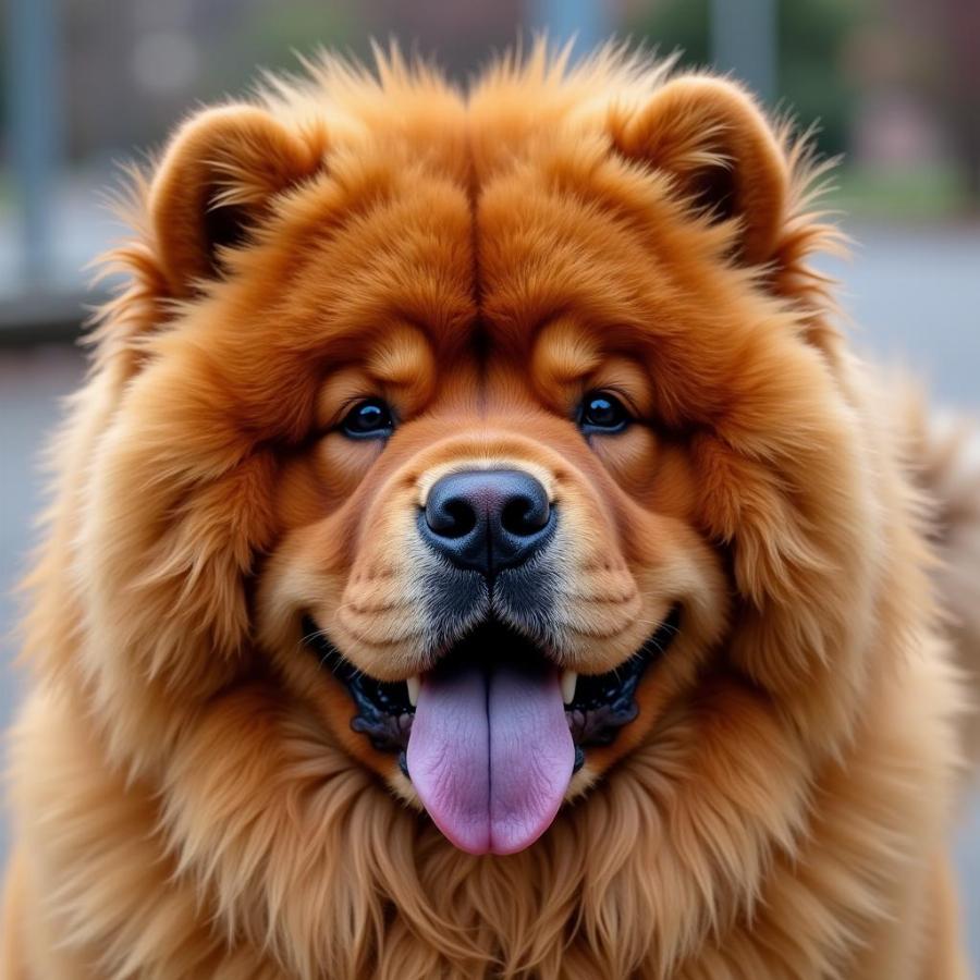 Chow Chow dog with its distinctive blue-black tongue