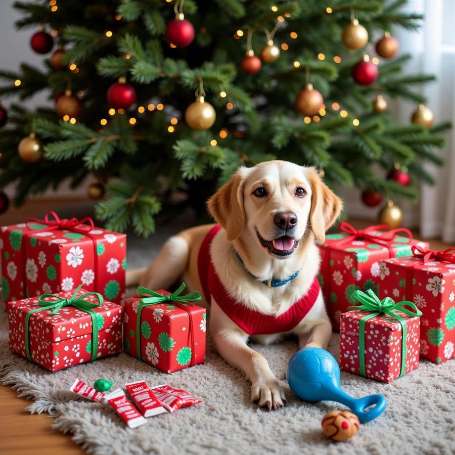 Christmas Dog Gifts Under the Tree