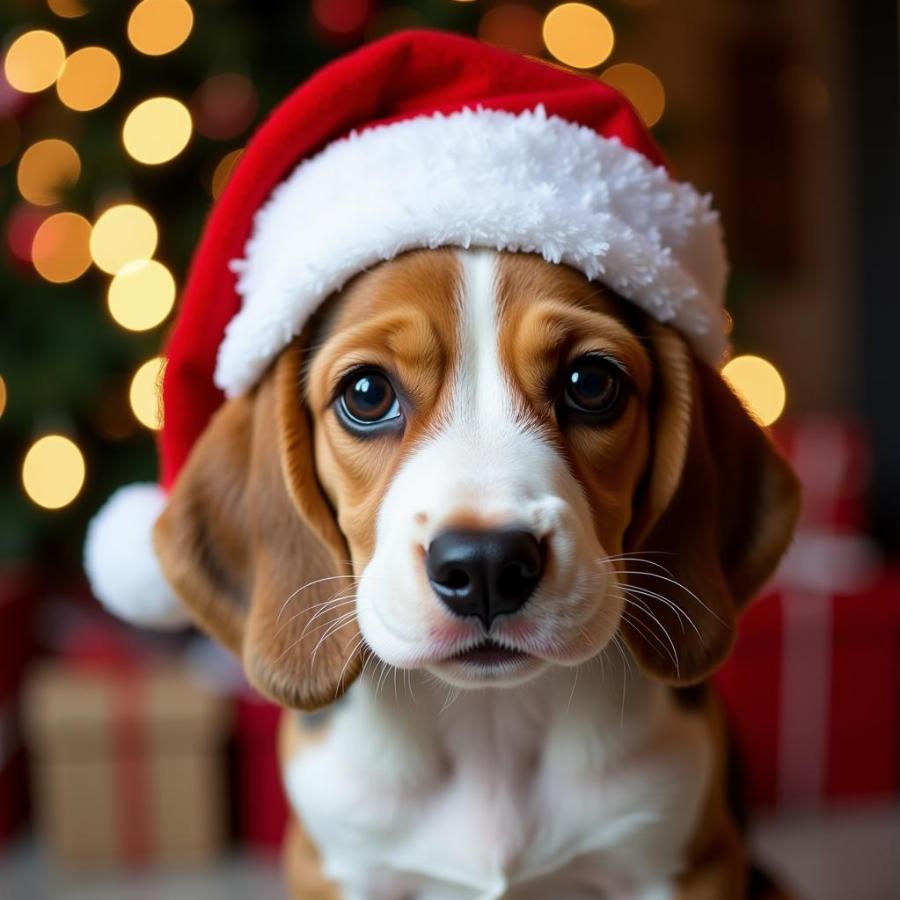 Adorable Dog in Santa Hat