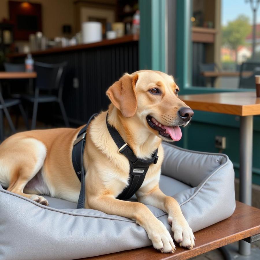 Dog Relaxing at Outdoor Cafe