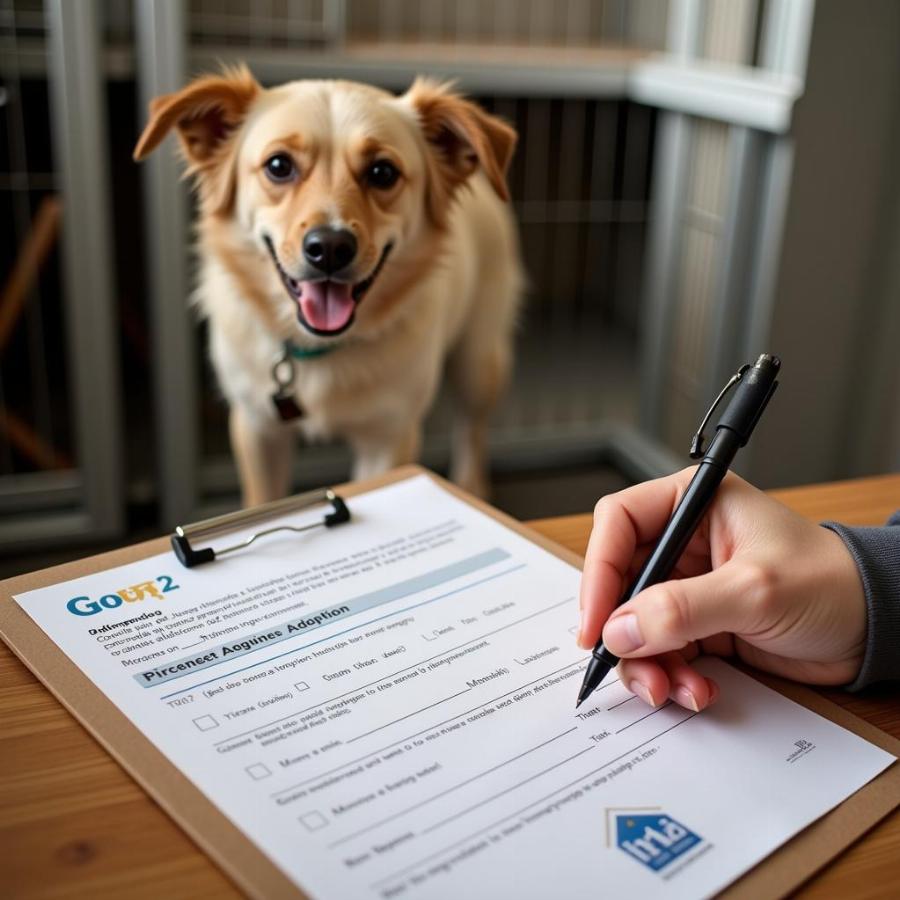 Filling out a dog adoption application at Clackamas County Dog Services