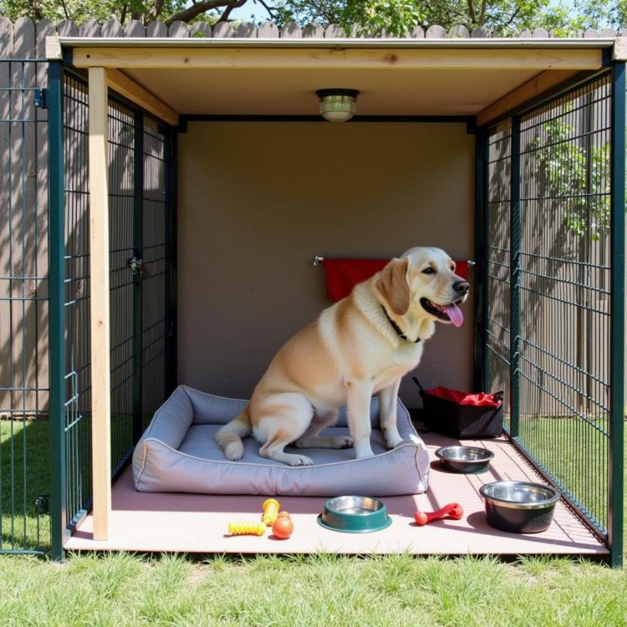 Clean Dog Kennel with Accessories