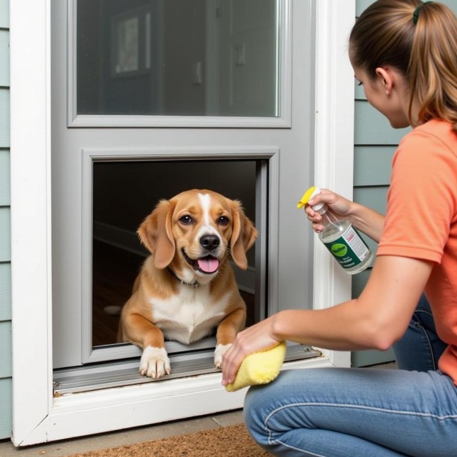 Cleaning a Storm Door Dog Flap