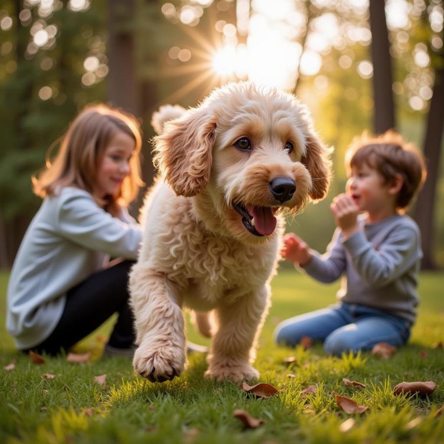 Curly Eared Dog as a Family Pet: Playing with Children