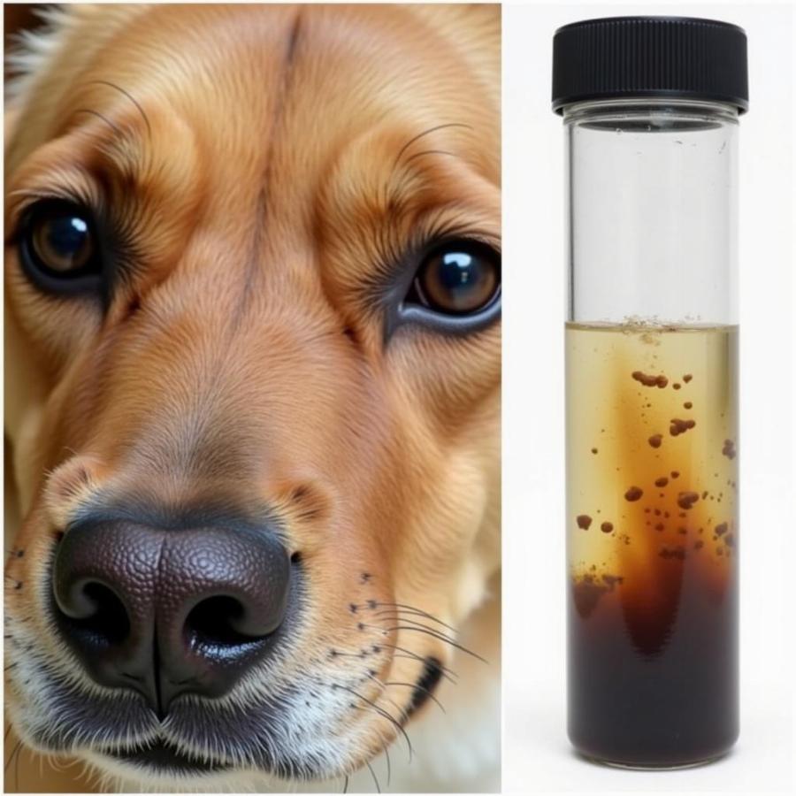 Dog Showing Signs of Dehydration and Dark Urine