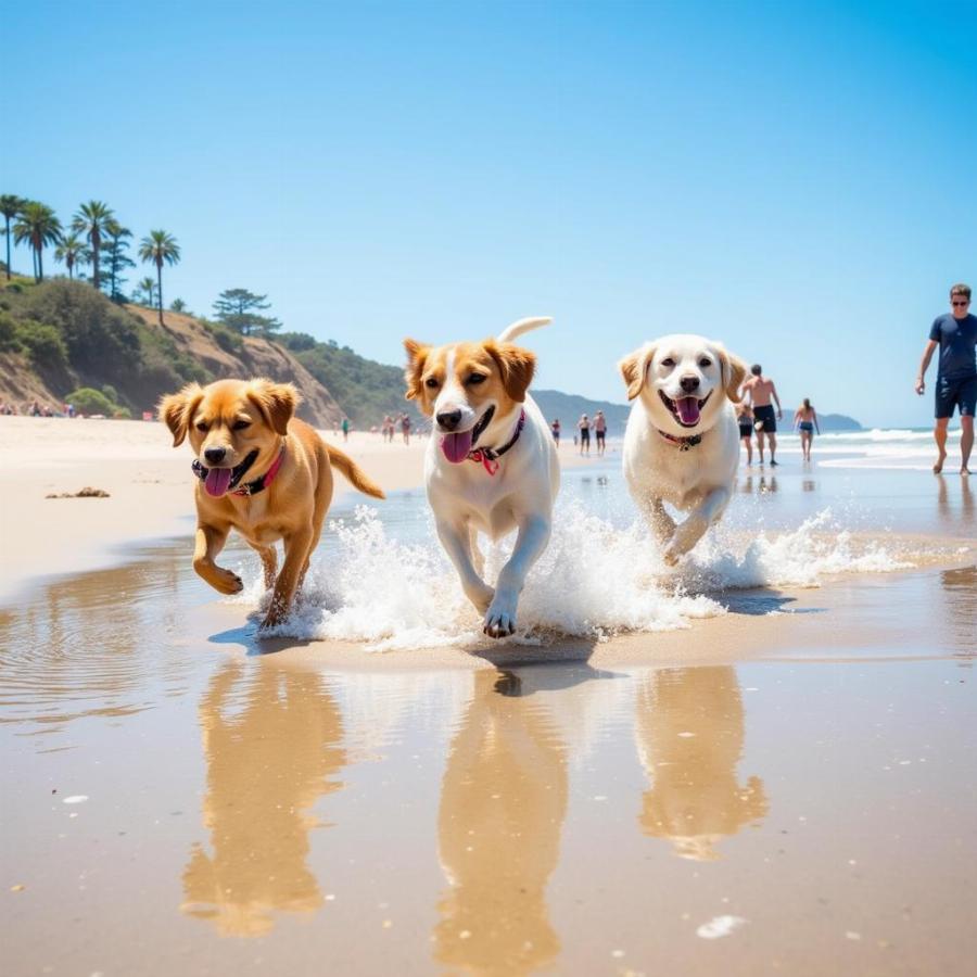 Dogs Having Fun at Del Mar Beach