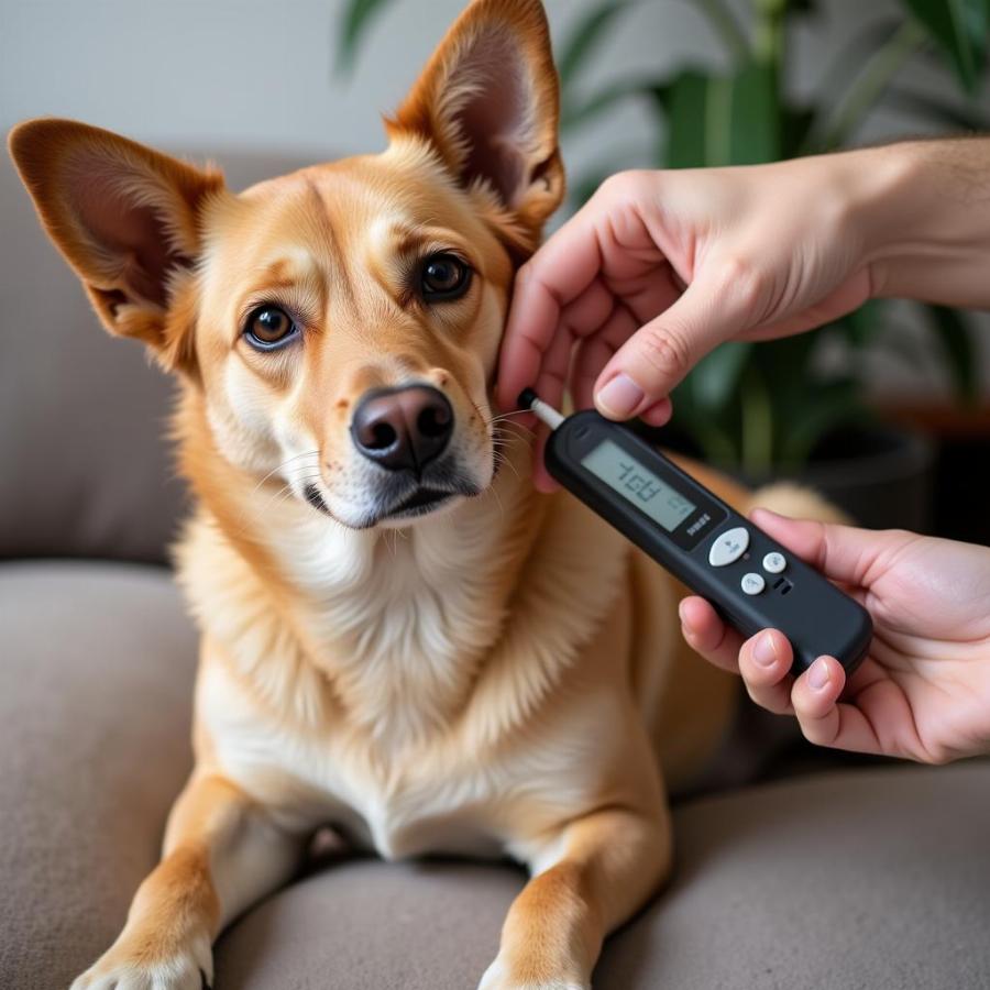 Checking Blood Sugar of Diabetic Dog