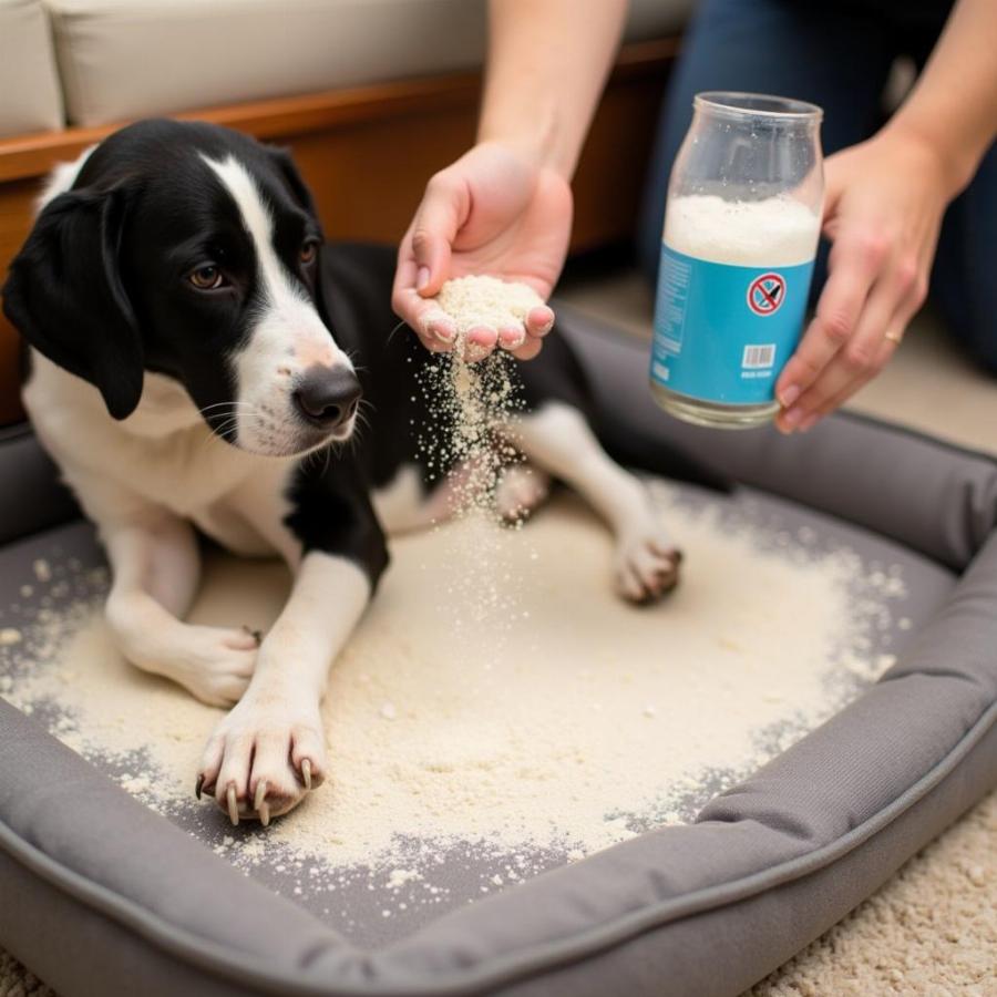 Applying Diatomaceous Earth to Dog Bedding