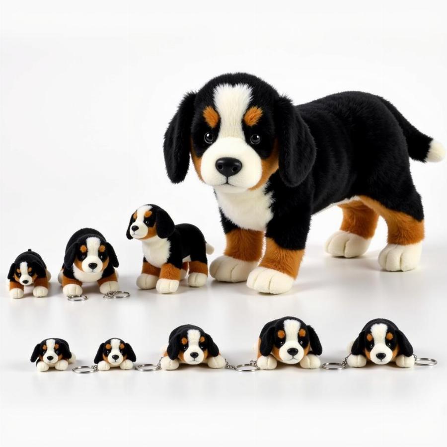 Different Sized Bernese Mountain Dog Plushes