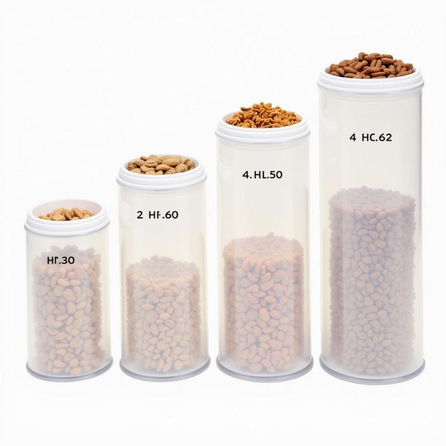 Different Sized Dog Food Containers