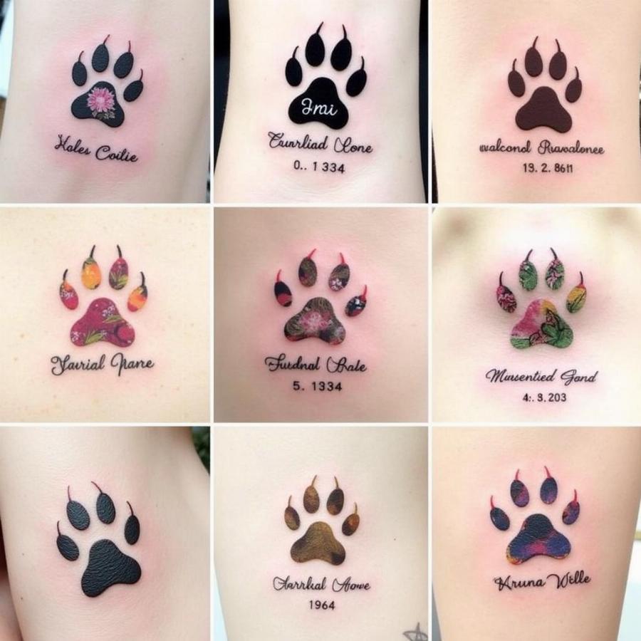 Various Styles of Dog Paw Print Tattoos