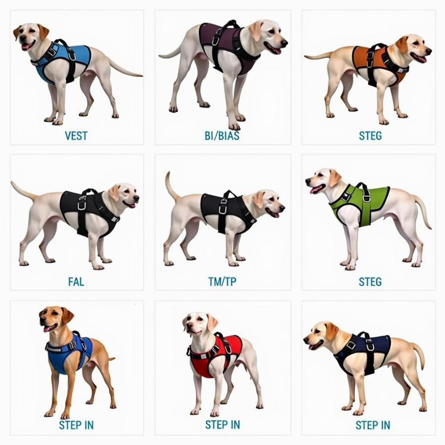 Various emotional support harnesses for dogs