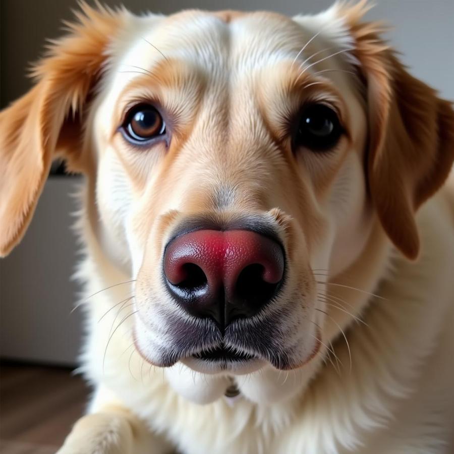 Dog with Red Spot on Nose