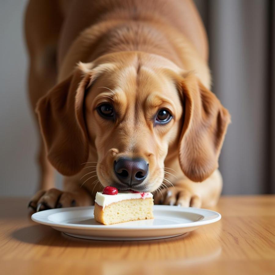 Dog accidentally eating cake