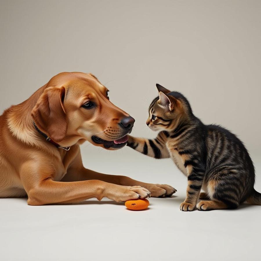 Dog and Cat Playing Together