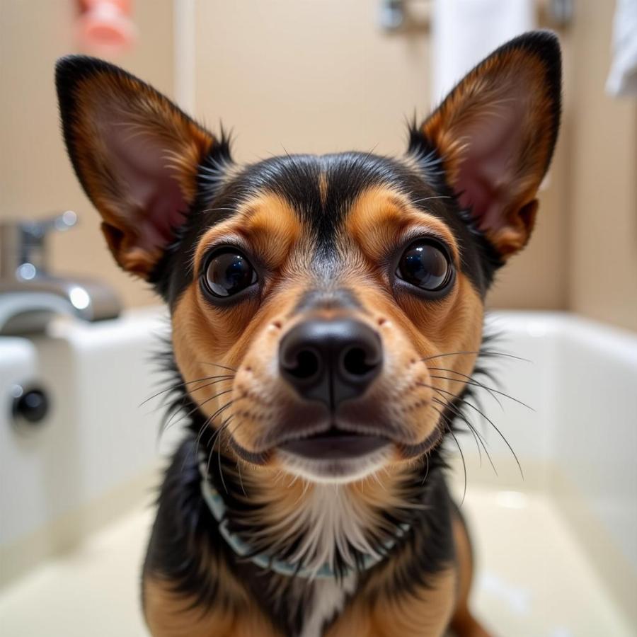 Anxious Dog During Bath