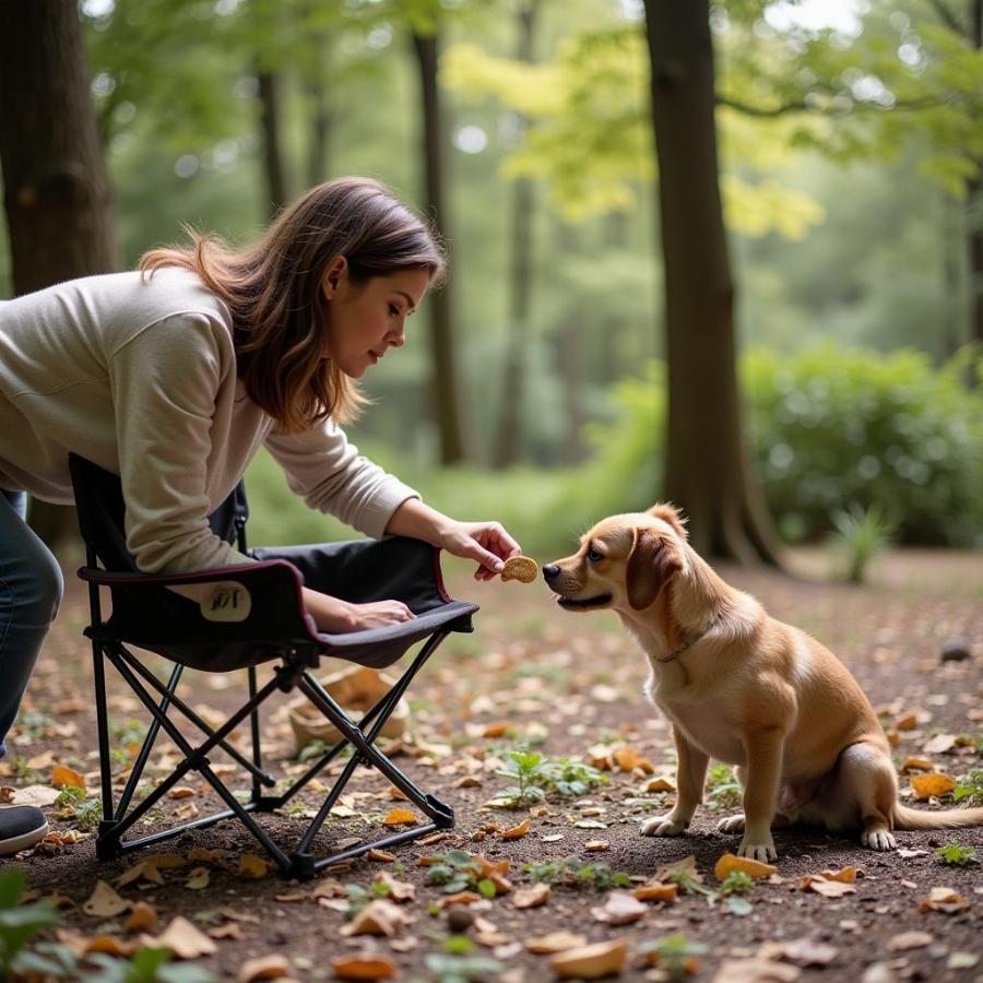 Dog Being Introduced to a Camping Chair