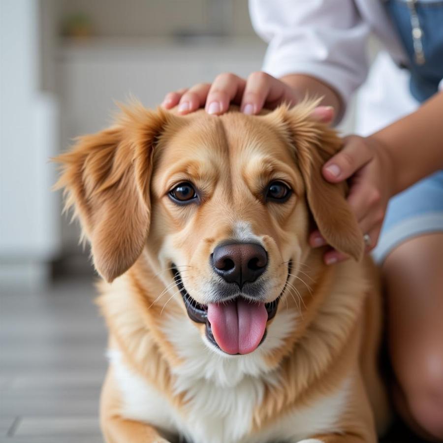 Dog receiving flea treatment