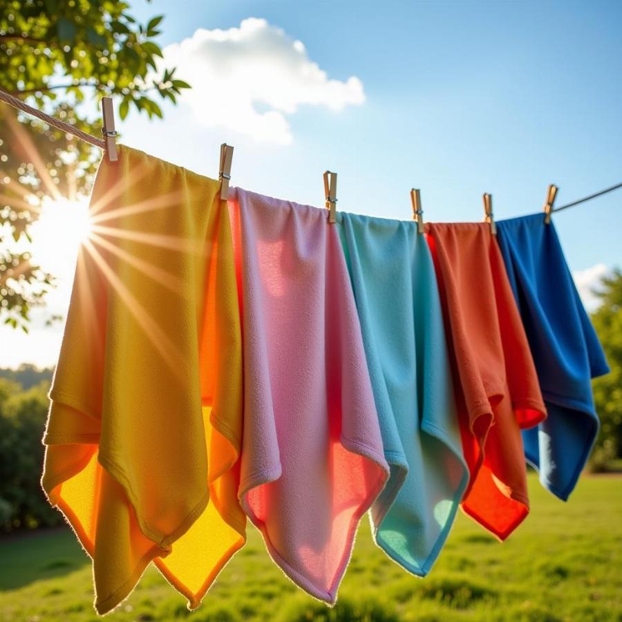 Dog Blankets Drying in Sunshine