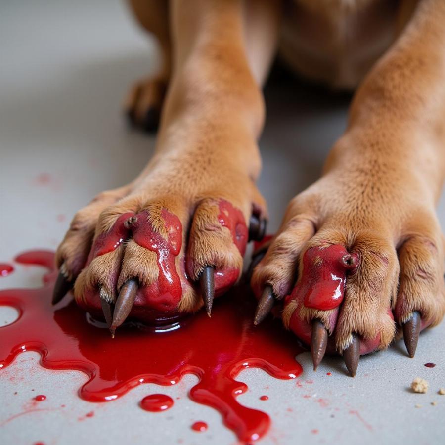 Dog with bright red blood in stool