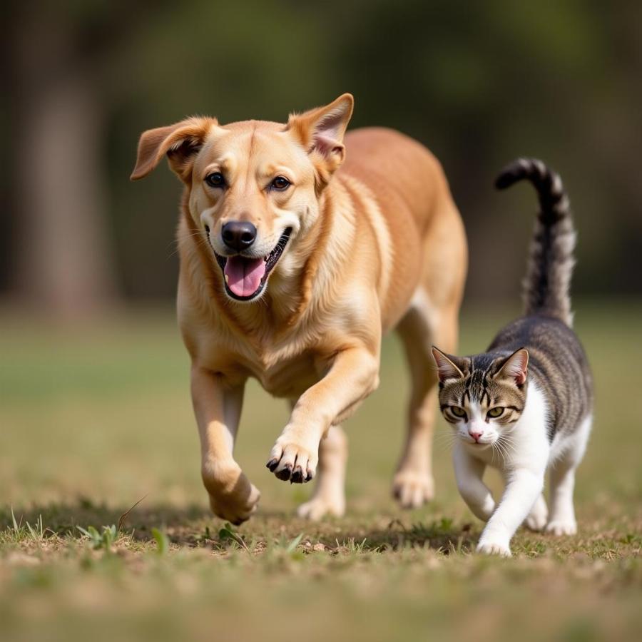 Dog Chasing Cat - Prey Drive in Action