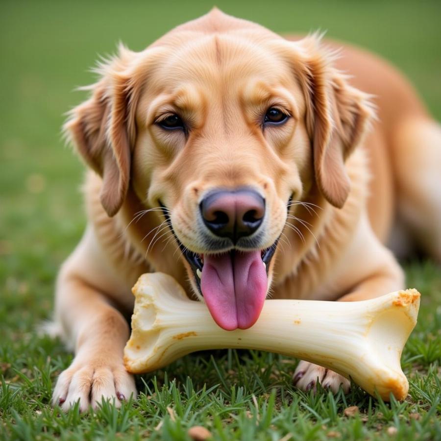 Dog Chewing Marrow Bone