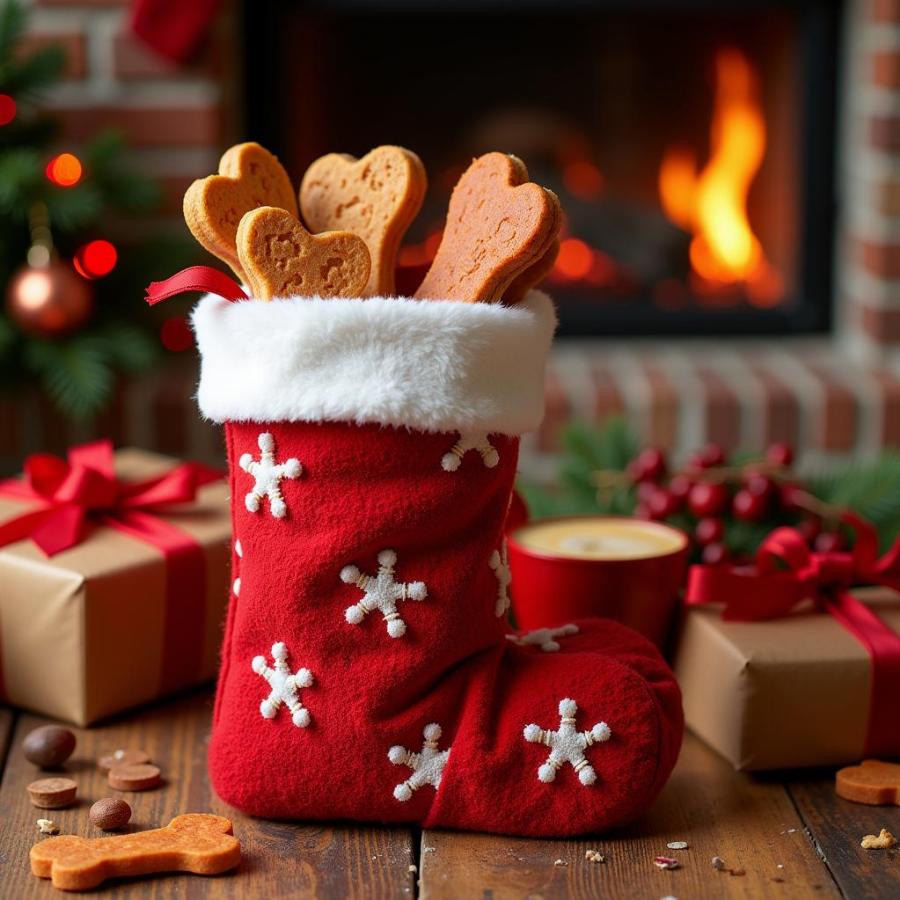 Dog Christmas Stocking Filled with Treats