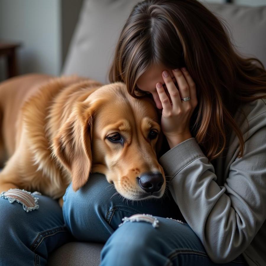 Dog Comforting Sad Owner