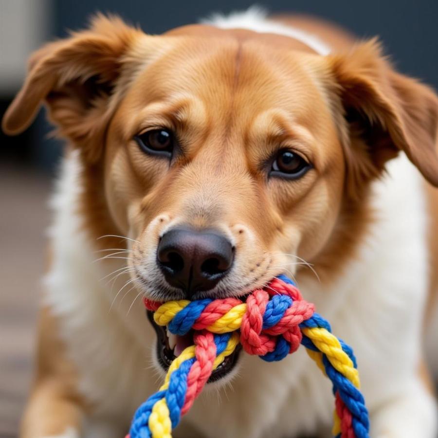 Dog Distracted with a Toy to Prevent Wound Licking